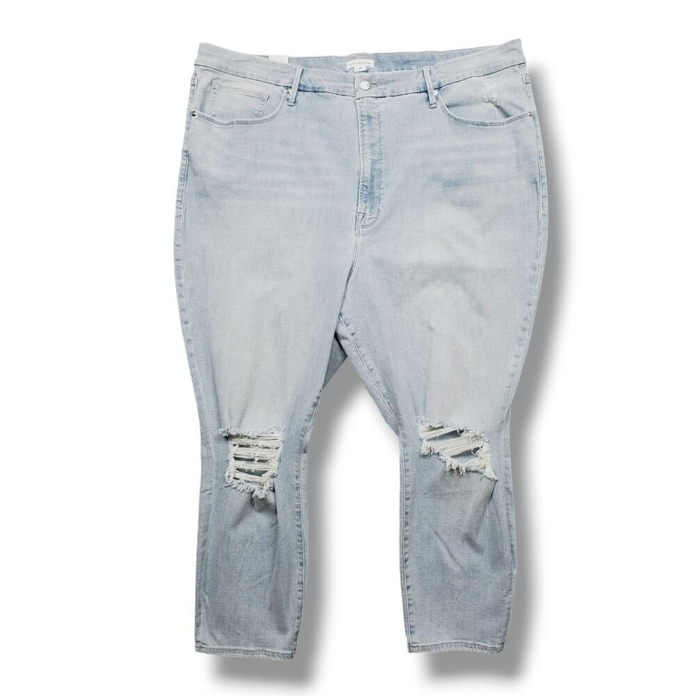 Good American Crop Skinny‎ Jeans Women Plus 28 Good Waist Distressed High Rise